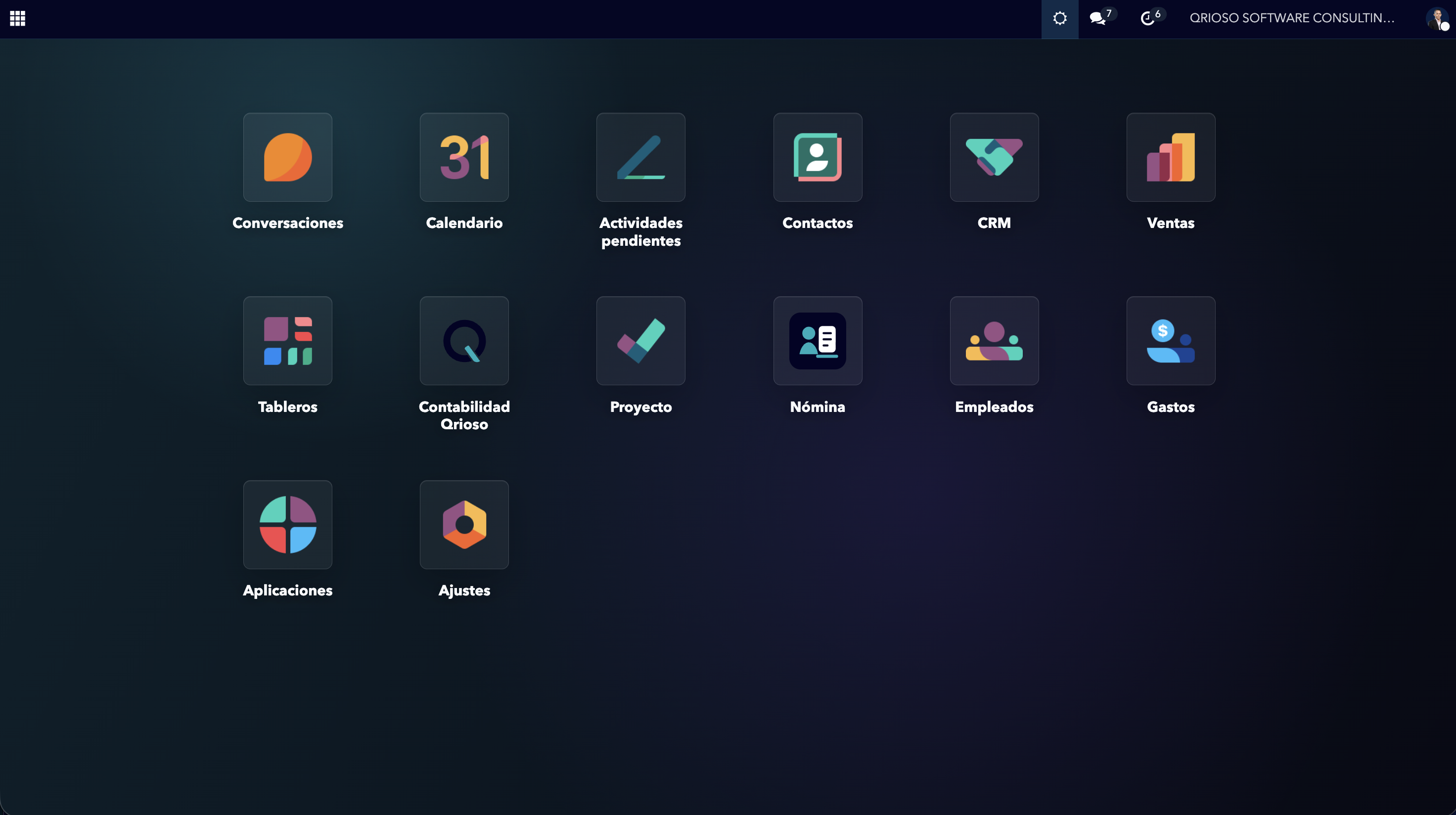 Enterprise apps view in Odoo.